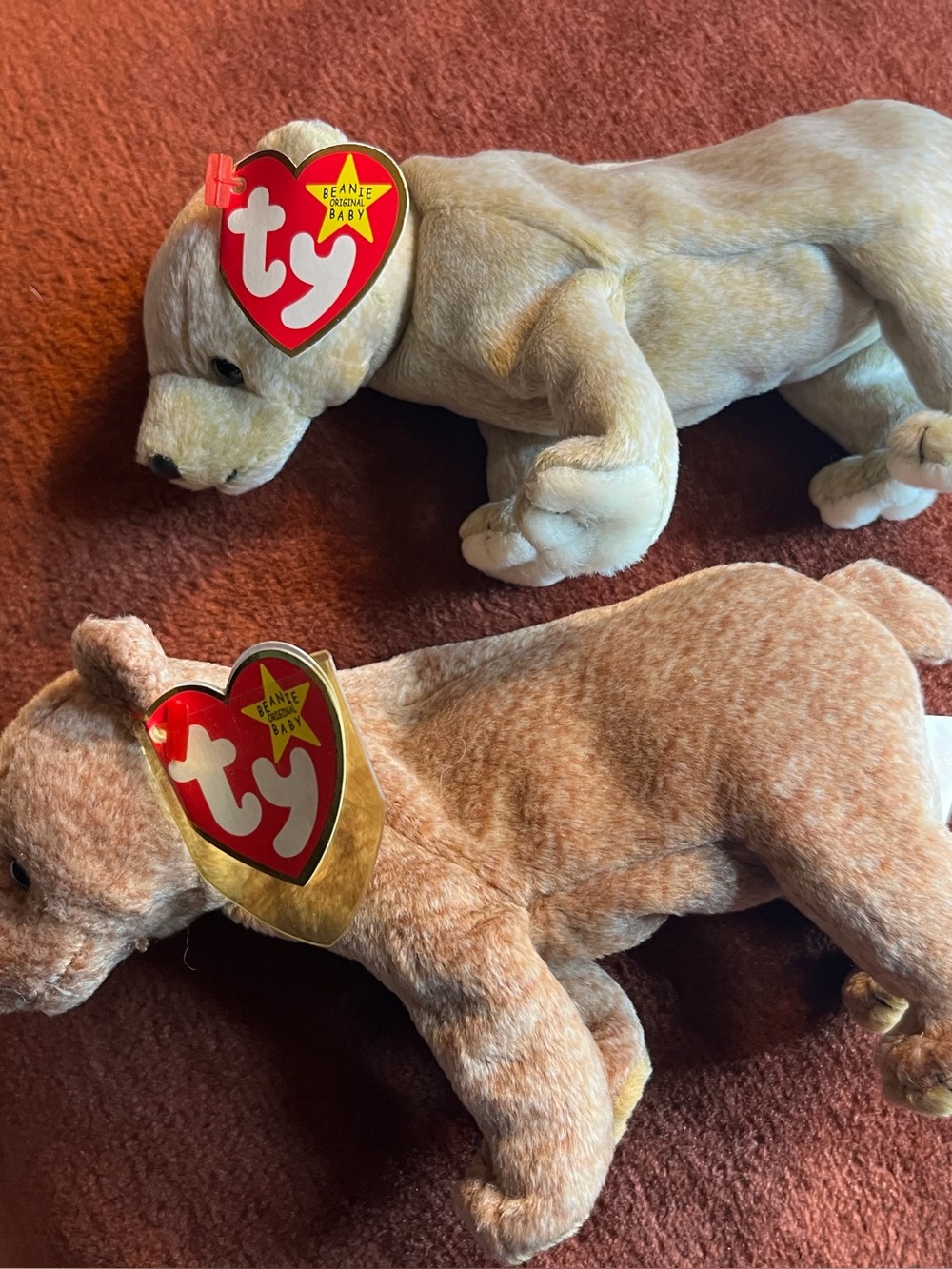 Ty Beanie Babies Almond and Pecan Bear Set Plush Toys with Tags. Set of two Ty B